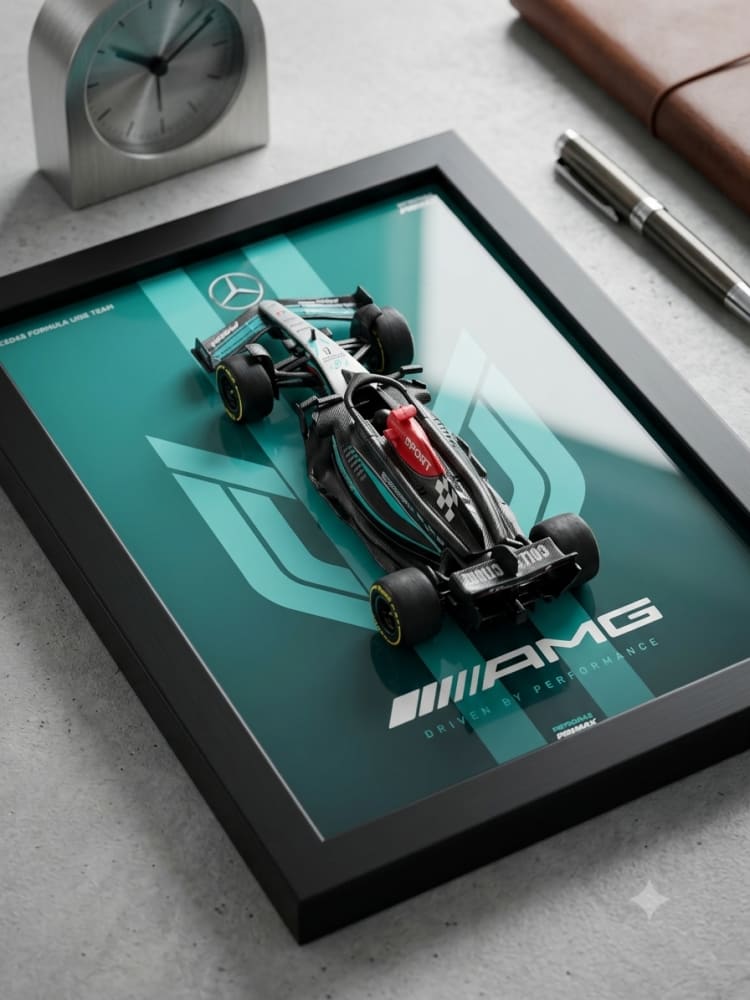 Mercedes-AMG Petronas Formula 1 3D Diecast Car Frame – 1:64 Scale view 2