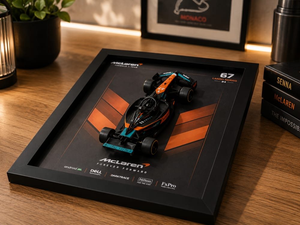 McLaren Formula 1 Lando Norris #4 3D Diecast Car Frame – 1:36 Scale view 2