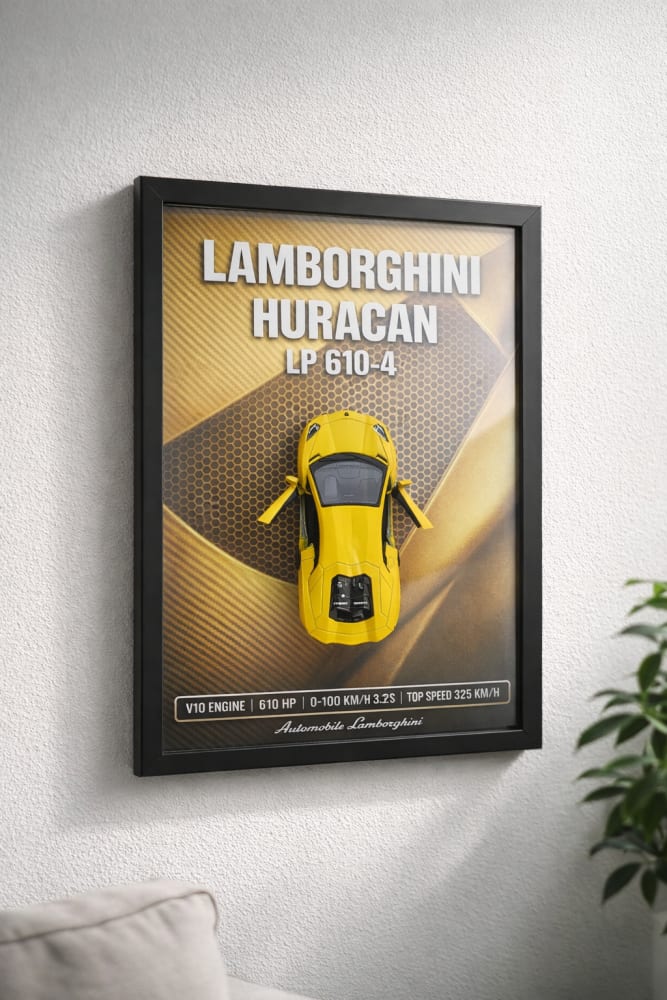Lamborghini Huracan 3D Die-caste Frame for Home decor 