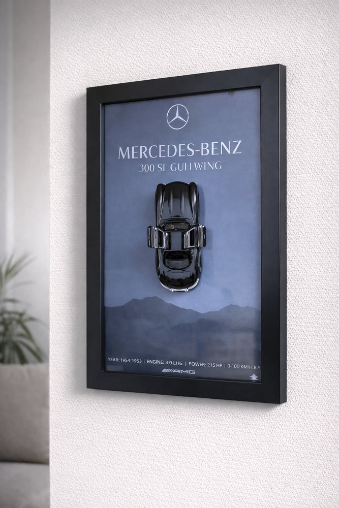 Mercedes Benz 300SL 3D Die-caste Frame for Home decor 