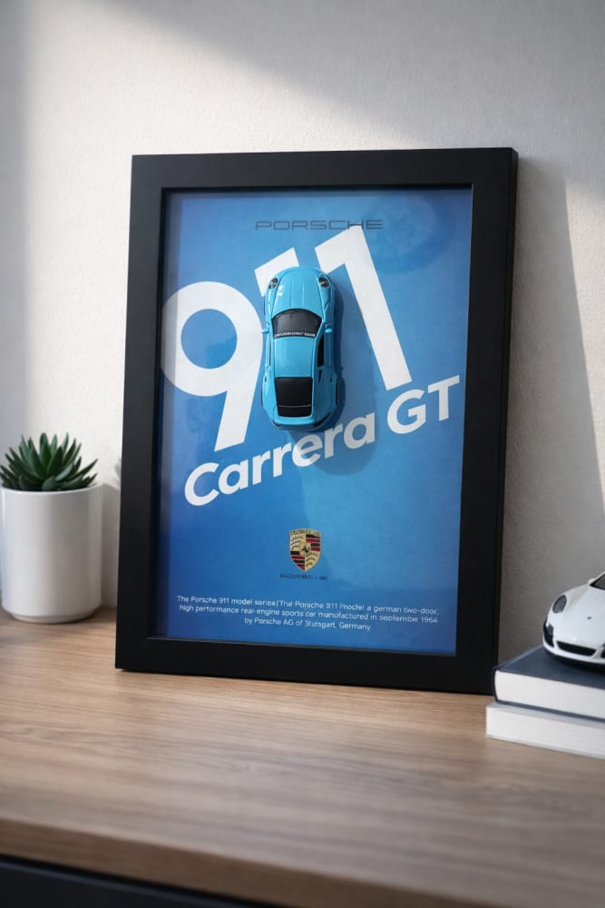 Porsche 911 Carrera 3D Die-caste Frame for Home decor (unlicensed)